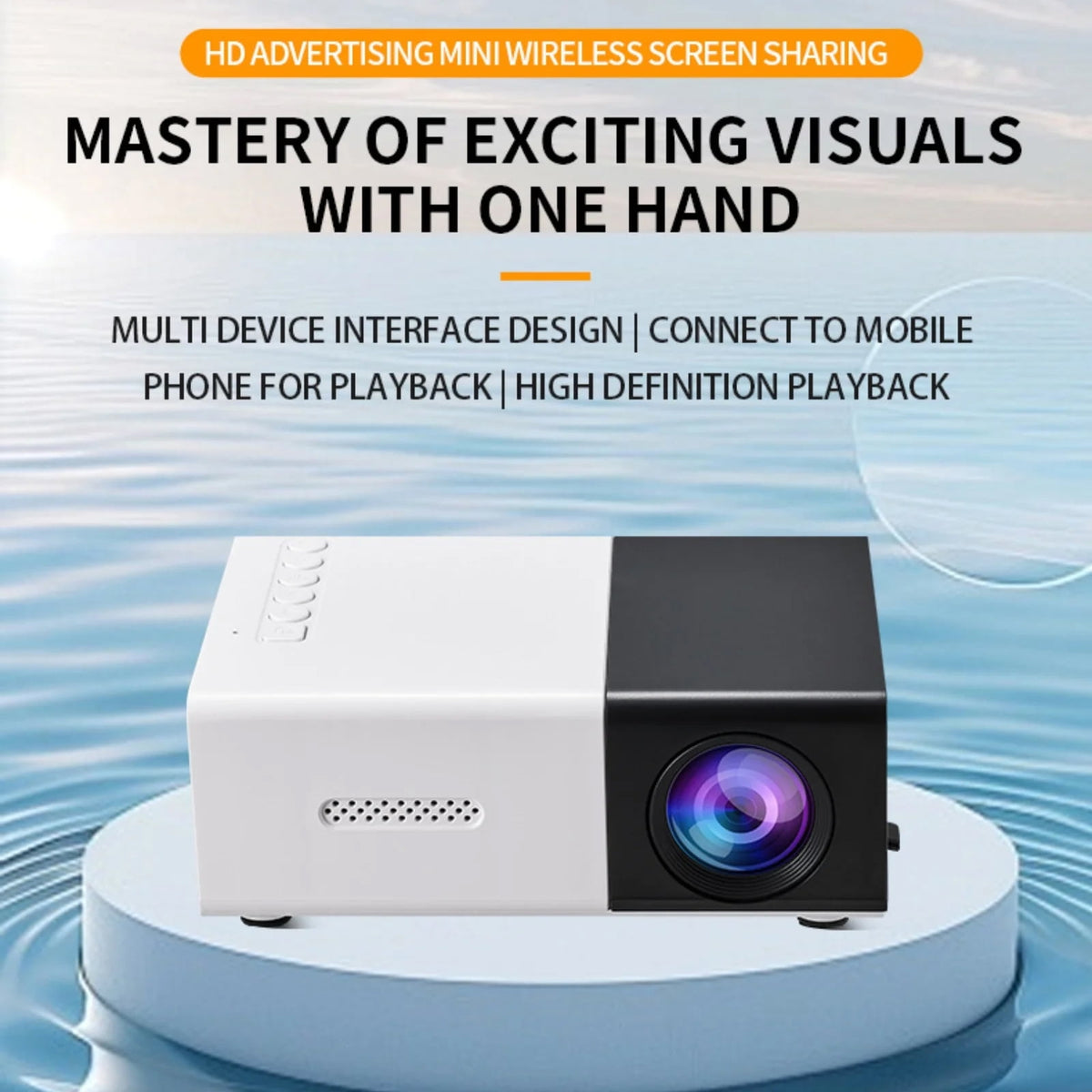 OhhGo Mini Projector 1080P Portable Projector, Small Movie Proyector for Home Theater/Car Cinema, Support Audio/USB/AV/TF for PS4 Laptop TV