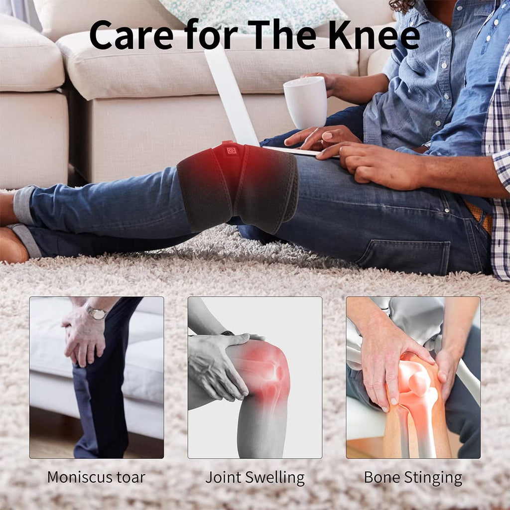 Haokaini Knee Heating Pad, Heated Knee Brace Wrap with 3 Adjustable Temperature & Herbal Bags, Electric Heat Knee Wrap Support, Joint Pain & Arthritis Pain Relief, for Men and Women, Black