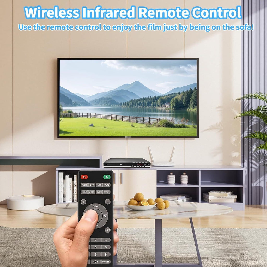 OhhGo DVD Players for Smart TV, DVD Players That Play All Regions, Simple DVD Player for Elderly, CD Player for Home Stereo System, with AV Output USB Input Remote Control, Cables Included