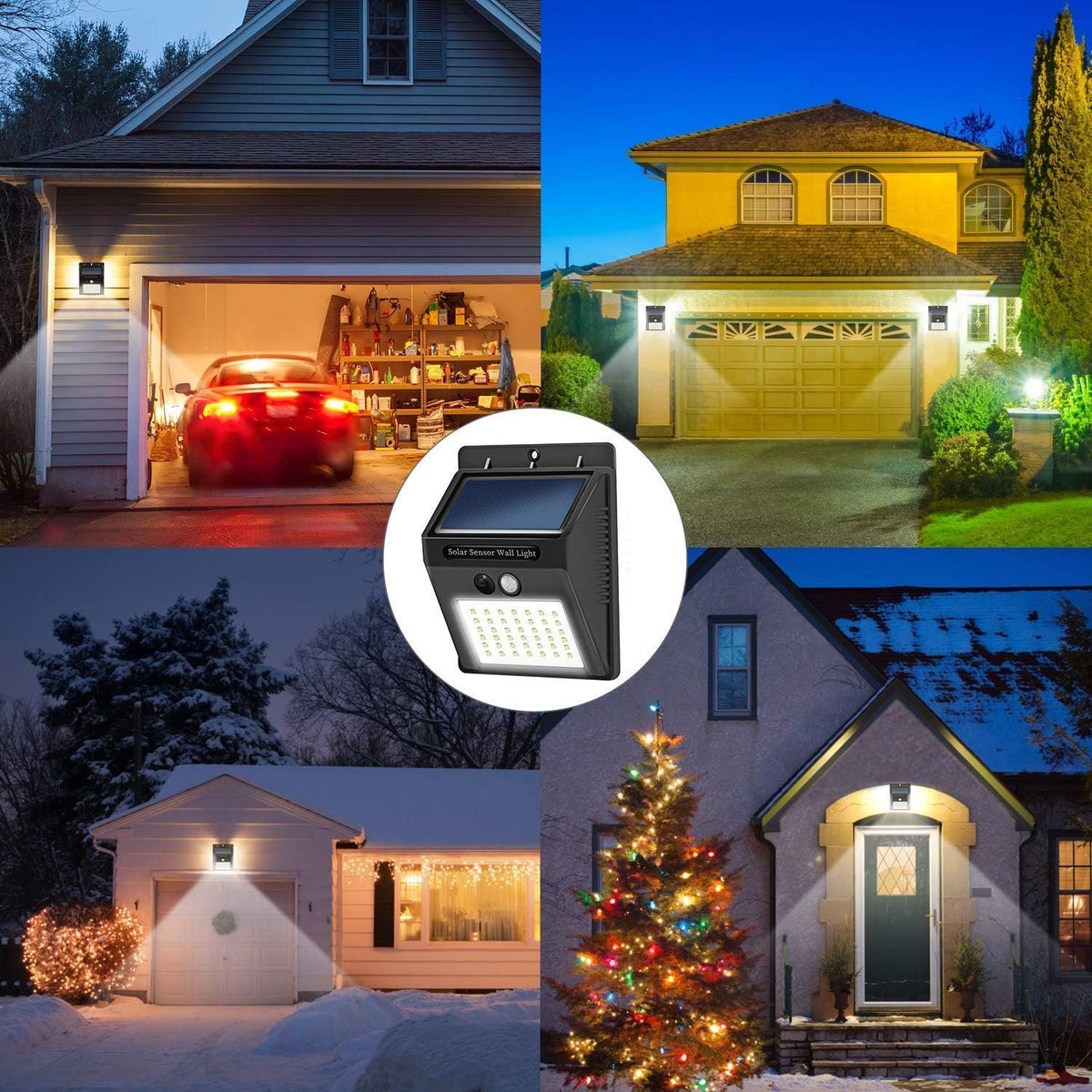 OhhGo 6 Pack 30 LED Solar Motion Sensor Lights, Wireless Outdoor Wall Lights, Waterproof Security Wall Mount Light for Holiday Decors Yard Garden, Black