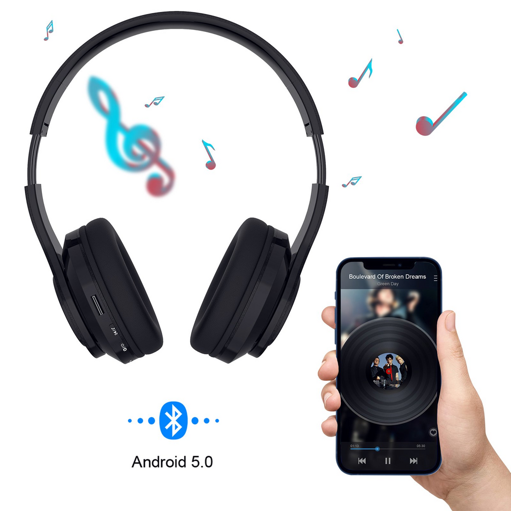 Leyeet Bluetooth Over-Ear Headphones, Noise Canceling Wireless Headphones with Inside Microphone, Adjustable Lightweight Headset Easy Carry & Soft Earpads, Foldable Headset for Travel Office B39