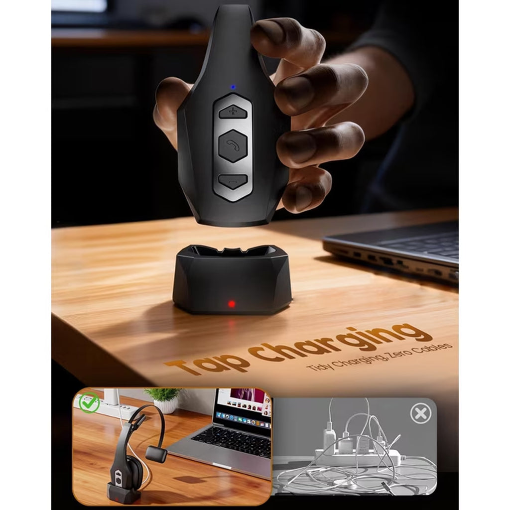 FAMKIT Trucker Bluetooth Headset with Noise Cancelling Mic, 40H Talktime Wireless Headsets, Wireless Single Ear On-Ear Headphones for Home, Cell Phone, Computer ,Driver, Office, Work, Bluetooth 5.3