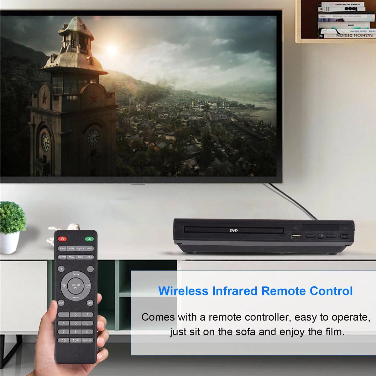 FAMKIT DVD Players for Smart TV, Simple DVD Player for Elderly, DVD Players CD Player with USB Input AV Cable for Home Stereo System, Black