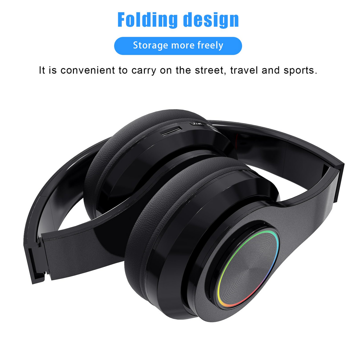 Leyeet Bluetooth Over-Ear Headphones, Noise Canceling Wireless Headphones with Inside Microphone, Adjustable Lightweight Headset Easy Carry & Soft Earpads, Foldable Headset for Travel Office B39