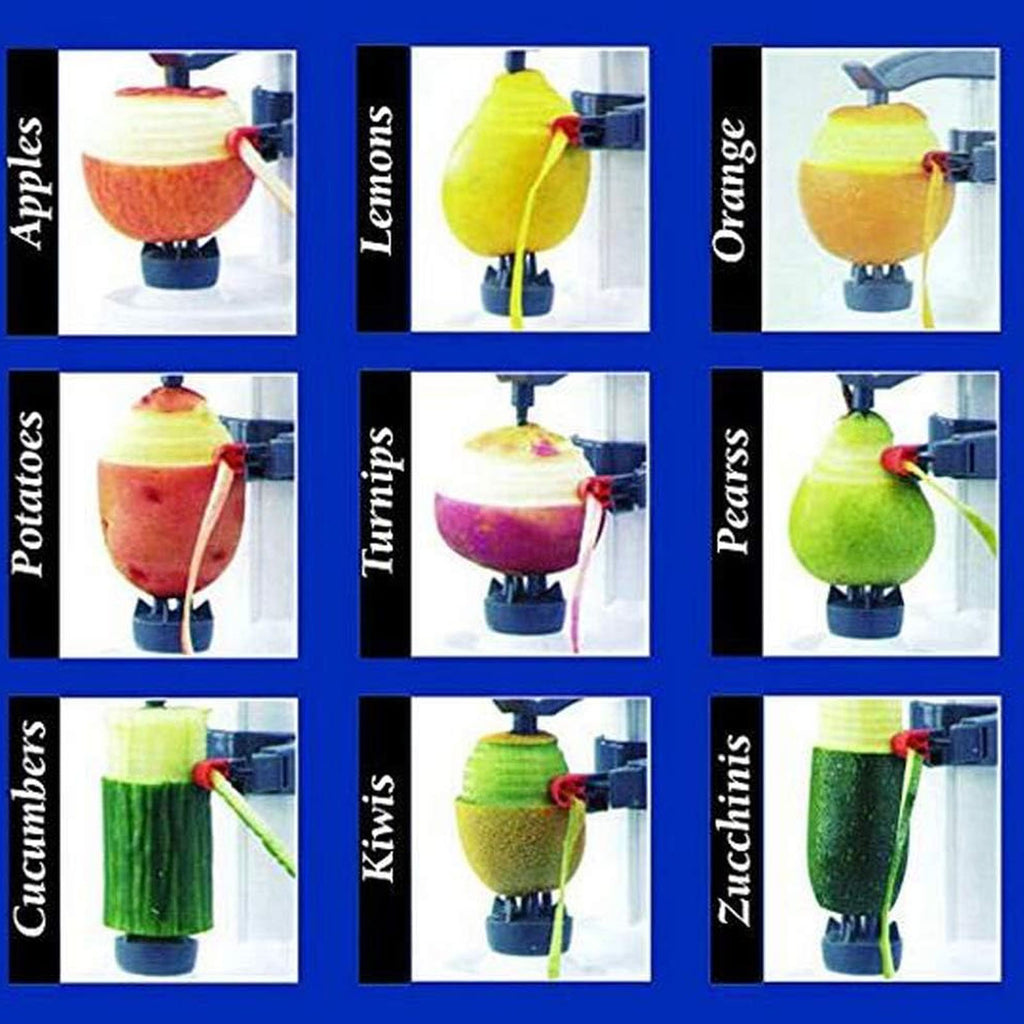 FAMKIT Electric Potato Peeler, Automatic Rotating Apple Peeler Potato Peeling Machine with 10 Replacement Blades, Multifunction Fruit & Vegetable Cutter, Electric Apple Pear Skin Peeling Machine, White