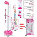 Haokaini Musical Guitar and Microphone Set for Kids, Electric Guitar Toys Starter Kit with Adjustable Height Microphone Stand, Music Light Sounds Karaoke Toy for Girls, Boys, Christmas Birthday Gift