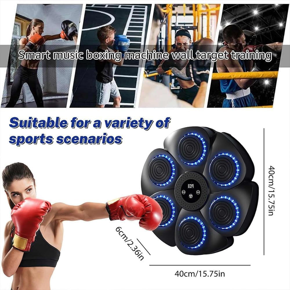 OhhGo Music Boxing Machine, Upgrade Smart Bluetooth Boxing Trainer with Gloves, Wall Mount Interactive Punching Music Boxing Trainer, Boxing Target Workout Equipment for Home, Office, Gym