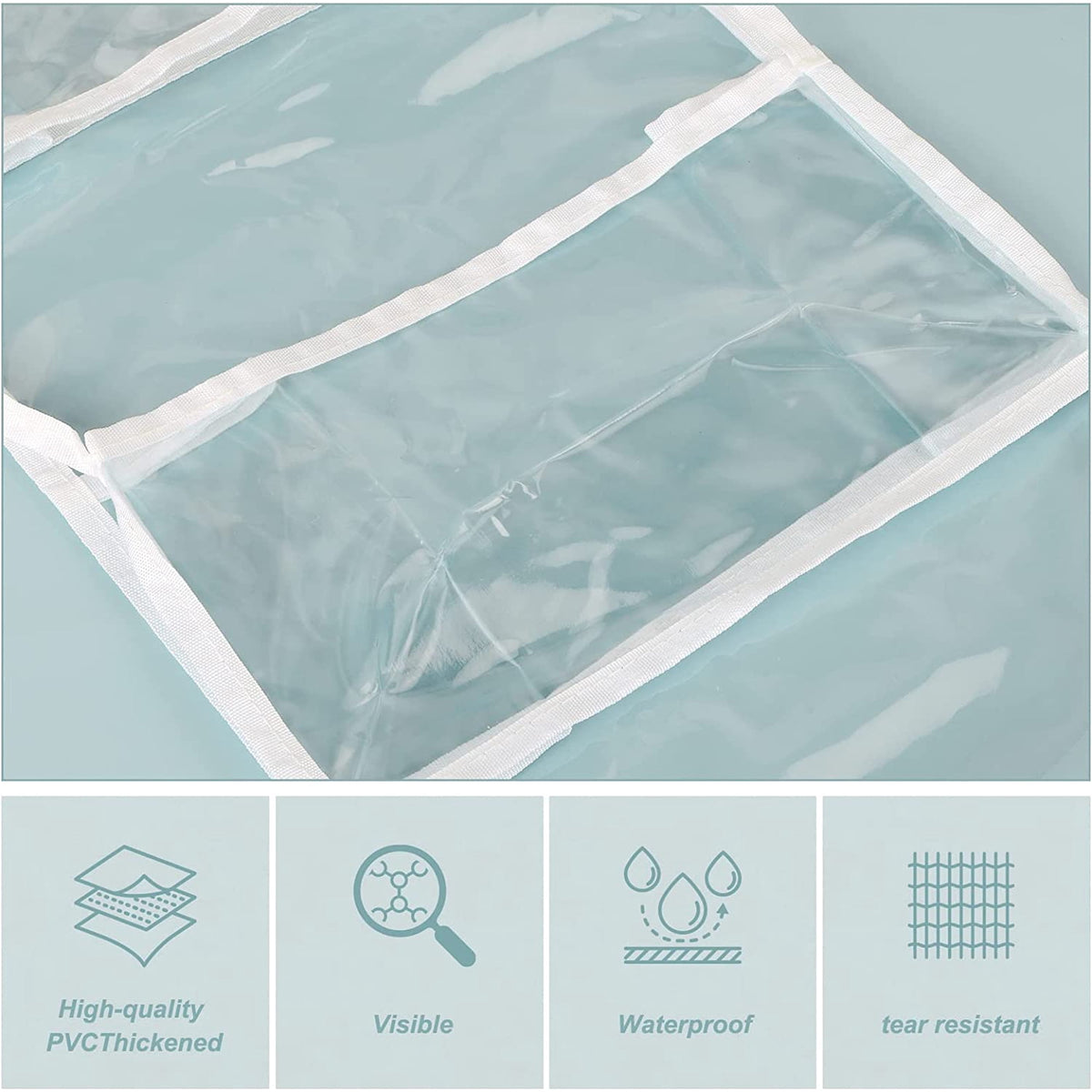 OhhGo Over the Door Organizer, 6-Shelf Closet Hanging Pantry Storage with Clear Plastic Pockets, Behind the Door Storage for Baby Nursery, Bathroom, Bedroom, and Dorm, White