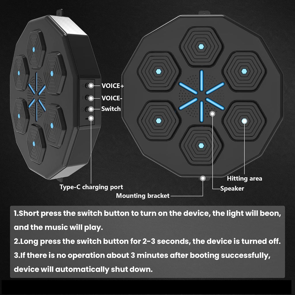 FAMKIT Music Boxing Machine, Smart Bluetooth Music Boxing Training Equipment, Wall-Mounted Boxing Exercise Equipment, Music Boxing Target Workout Punching Machine for Kids and Adults