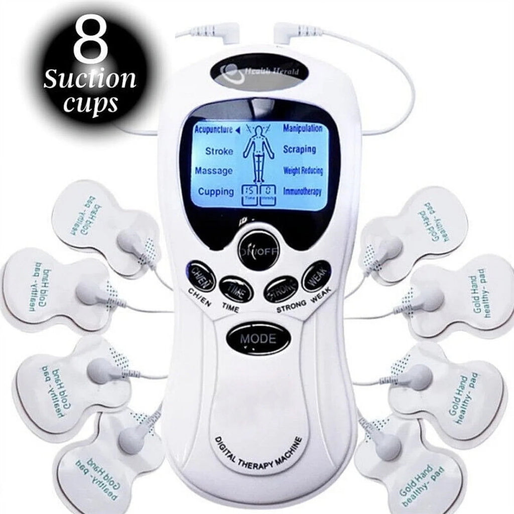 OhhGo TENS Unit Electronic Pulse Massager for Electrotherapy Pain Therapy Muscle Stimulator Massager, 8 Modes and 4 Pads, Electric Massager for Shoulder Neck Back Waist Legs Feet