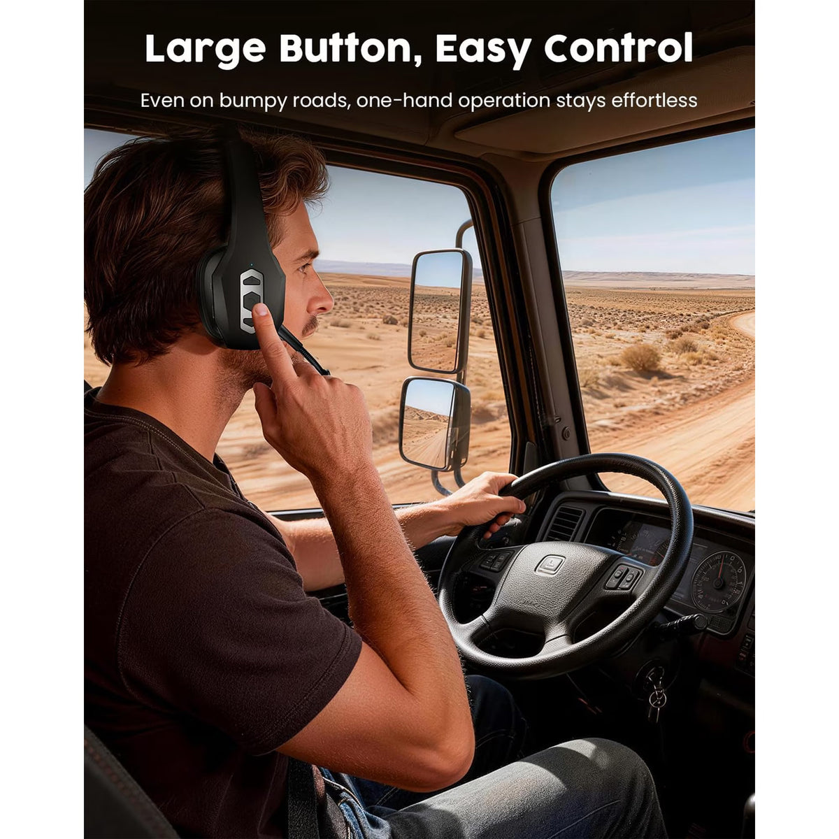 FAMKIT Trucker Bluetooth Headset with Noise Cancelling Mic, 40H Talktime Wireless Headsets, Wireless Single Ear On-Ear Headphones for Home, Cell Phone, Computer ,Driver, Office, Work, Bluetooth 5.3