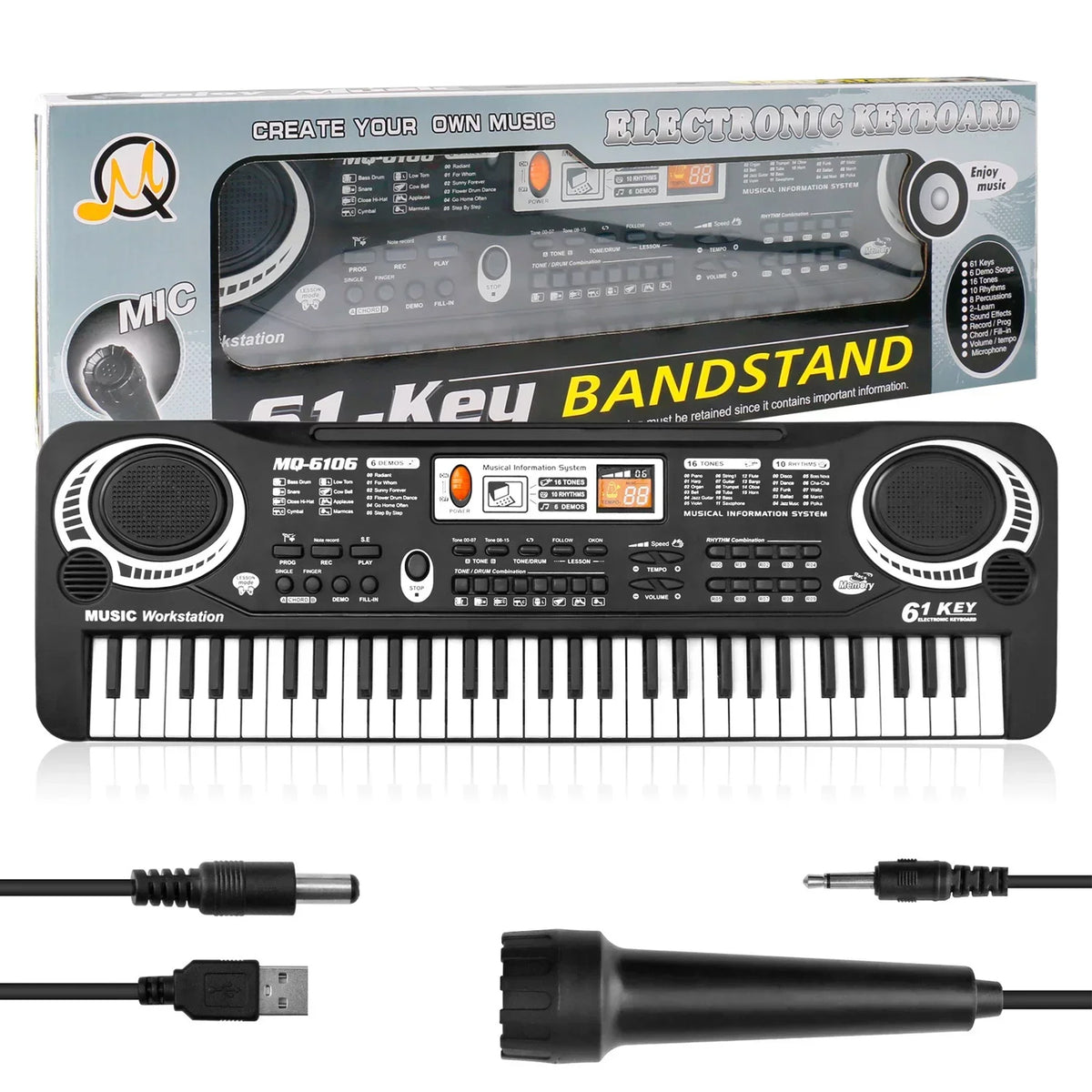 Haokaini Electronic Piano Keyboard for Kids, 61 Keys Beginner Electric Piano with Microphone, Digital Music Piano, Portable Electronic Keyboard Piano, Musical Instrument Piano Toys for Girls Boys Gift