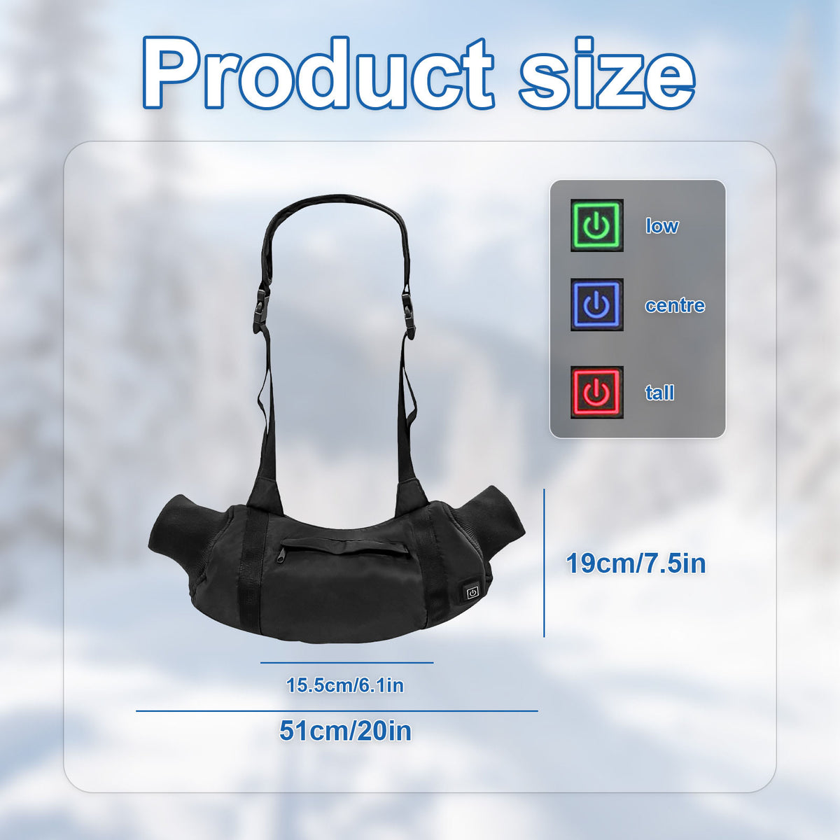 Haokaini Electric Heated Hand Warmer Pouch with Adjustable Belt, Portable USB Heated Hand Muff with 3-Temperature Settings for Men & Women, Ideal for Football, Hunting, Fishing, Camping, Instant Heating