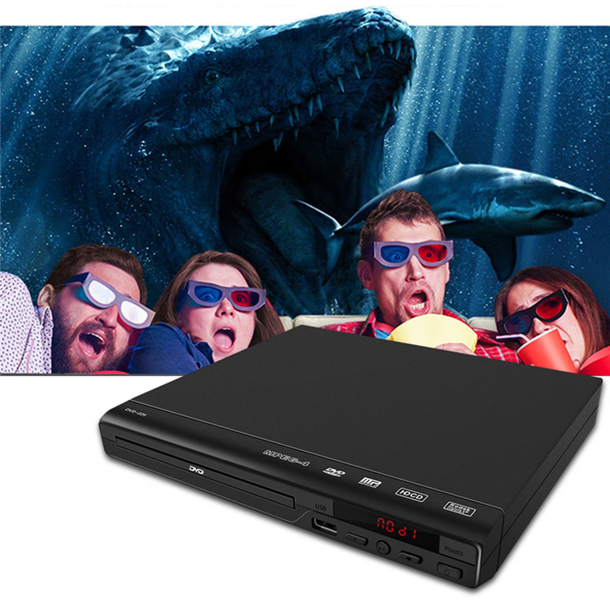 Hinzonek HD DVD Player for TV, CD Players for Home with HD/AV/Coaxial Output &USB Input, TV Support 1080P,AV Cable and Full Function Remote Control Included