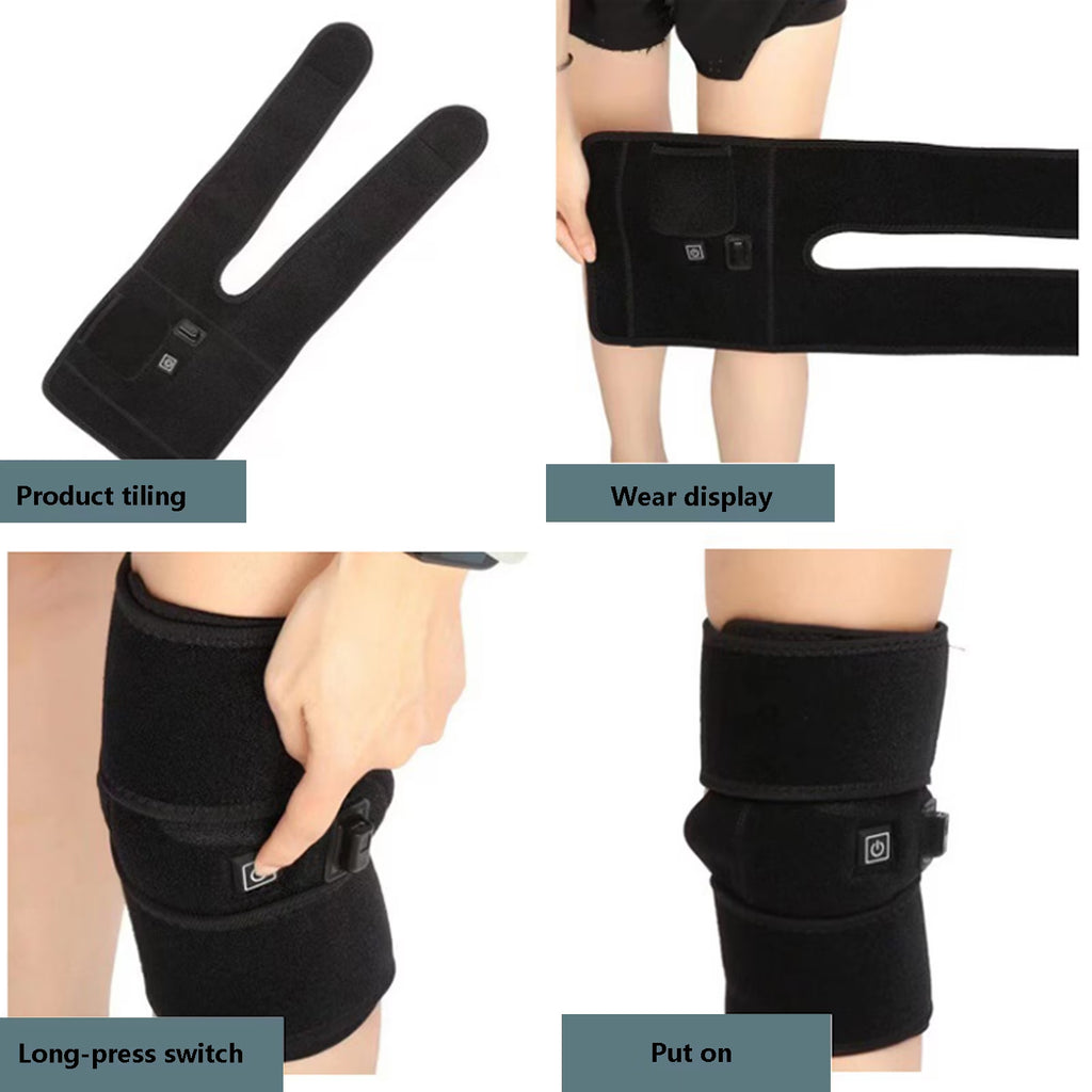 Haokaini Knee Heating Pad, Heated Knee Brace Wrap with 3 Adjustable Temperature & Herbal Bags, Electric Heat Knee Wrap Support, Joint Pain & Arthritis Pain Relief, for Men and Women, Black