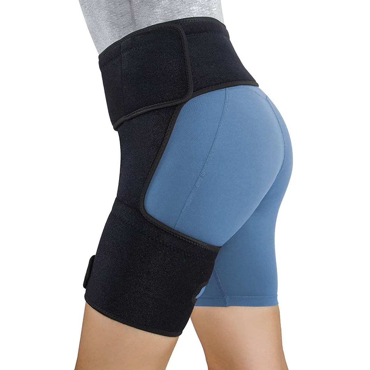 FAMKIT Hip Brace, Adjustable Thigh Compression Sleeve, Sciatica Nerve Pain Relief & Muscles Suppor & Groin Wrap Brace Pulled, for Men Women, Black