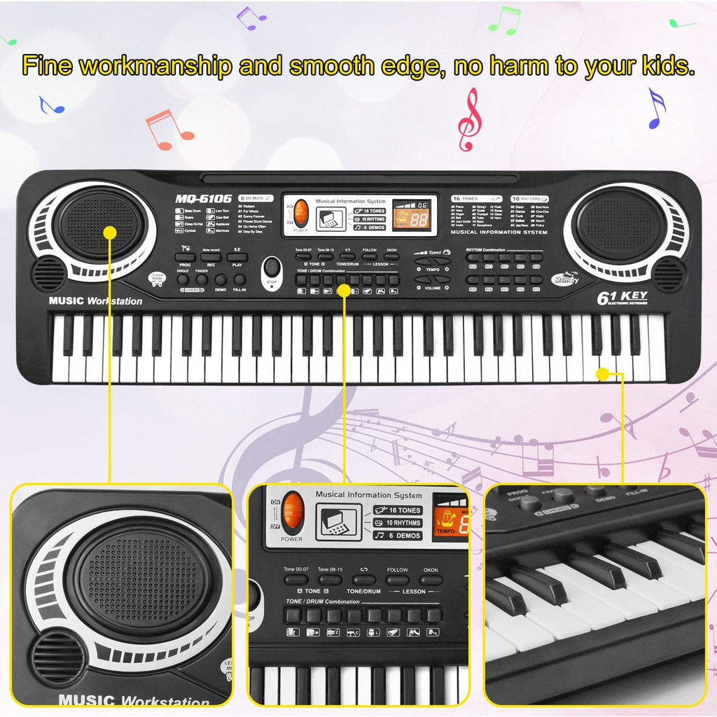 Haokaini Electronic Piano Keyboard for Kids, 61 Keys Beginner Electric Piano with Microphone, Digital Music Piano, Portable Electronic Keyboard Piano, Musical Instrument Piano Toys for Girls Boys Gift
