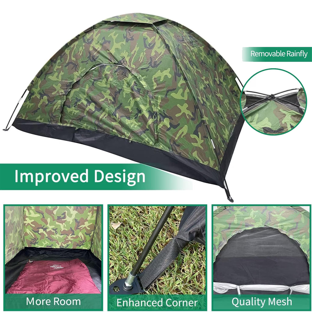 Haokaini Camouflage Tent UV Protection Waterproof One Person Tent for Camping Hiking, Lightweight Backpacking Dome Tents, Camouflage Tent