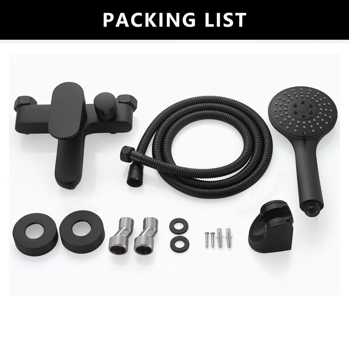 Diceevil Matte Black Bathtub Faucet with Hand Shower Sprayer, Single Handle Shower Mixer Tap with 1.5m Hose, Center Bathroom Tub Faucet, Bathtub Mixer Tap with Shower Head 3 Functions, Bath Fittings Set