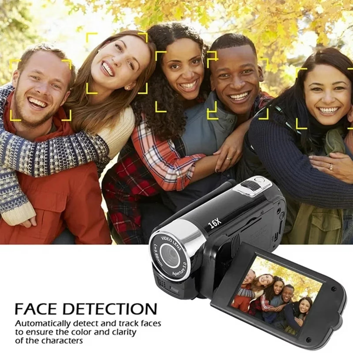 FAMKIT Portable Full HD 1080P High Definition Digital Video Camera, DV Camcorder Camera Recorder with Mic & Speaker, 16MP 2.7 Inch Colourful LCD Display Screen 16X Digital Zoom Digital Camera