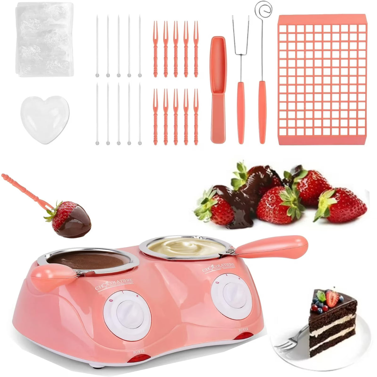 Hinzonek Electric Chocolate Melting Pot, Melting Pot Chocolate Fondue Melting Machine With Double Pot Kitchen，Candy Melts Candy And Chocolate Melting Pot