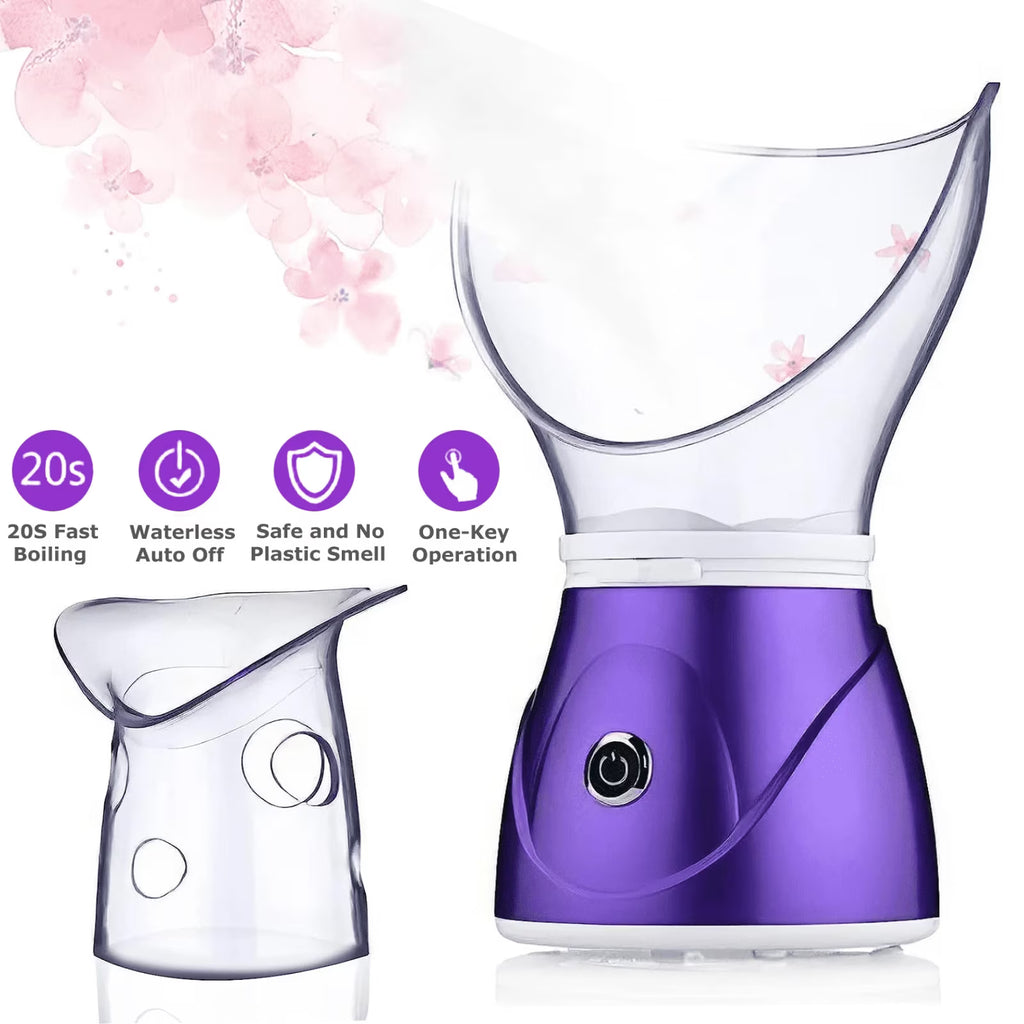 Hinzonek Facial Steamer, 110V Facial Spa Pores Steam Skin Clean Sauna Beauty Face Mist Thermal Steamer Beauty Instrument (Purple)
