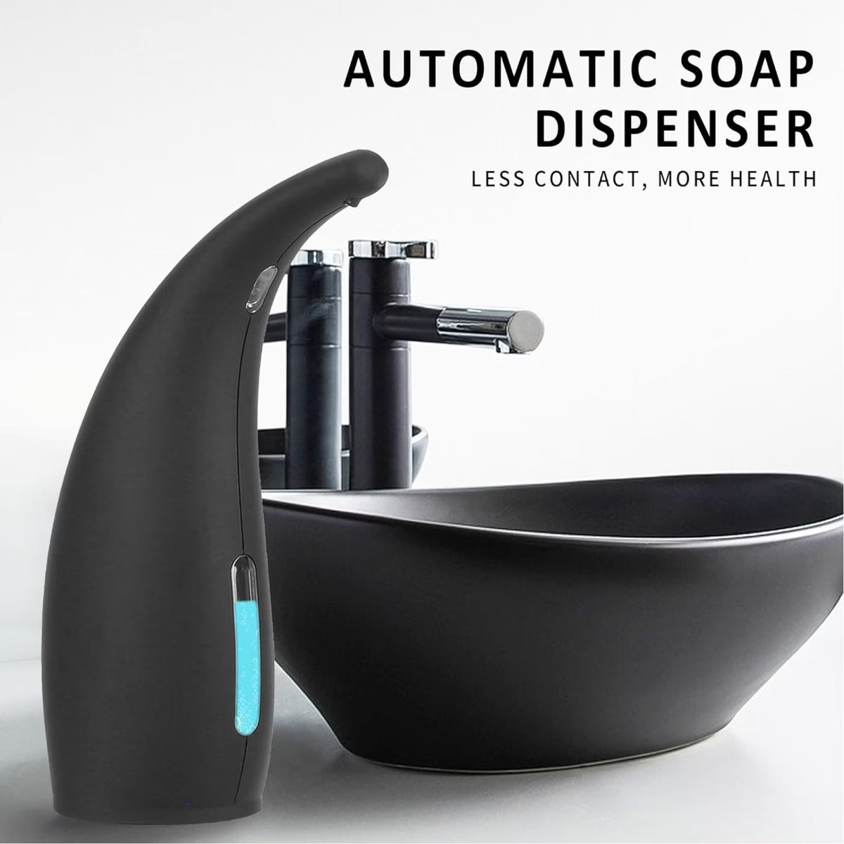 FAMKIT Automatic Soap Dispenser, 10 oz/300ml Touch-Free Sensor Liquid Pump Dispenser,Countertop Touchless Electric Battery Operated Hand Soap Dispenser for Bathroom,Kitchen Sink,Black
