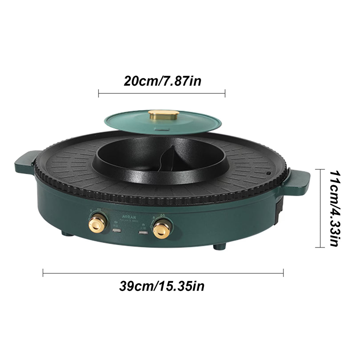 FAMKIT Electric Hot Pot and Grill Combo, 2-in-1 Hot Pot with Grill,Multifunctional Smokeless Korean Barbecue Grill, Capacity for 2-8 People, Suitable for Korean BBQ, Shabu and Soup