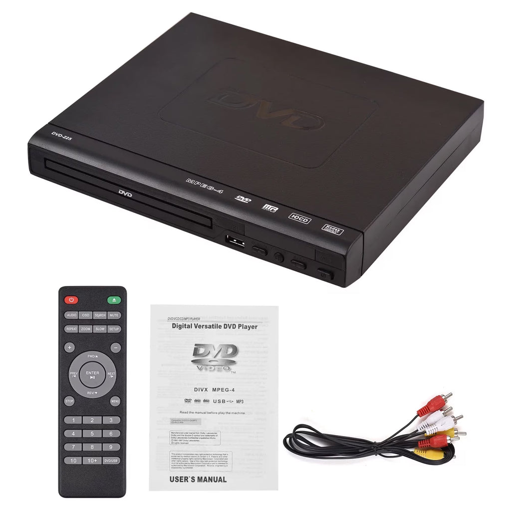 Hinzonek HD DVD Player for TV, CD Players for Home with HD/AV/Coaxial Output &USB Input, TV Support 1080P,AV Cable and Full Function Remote Control Included