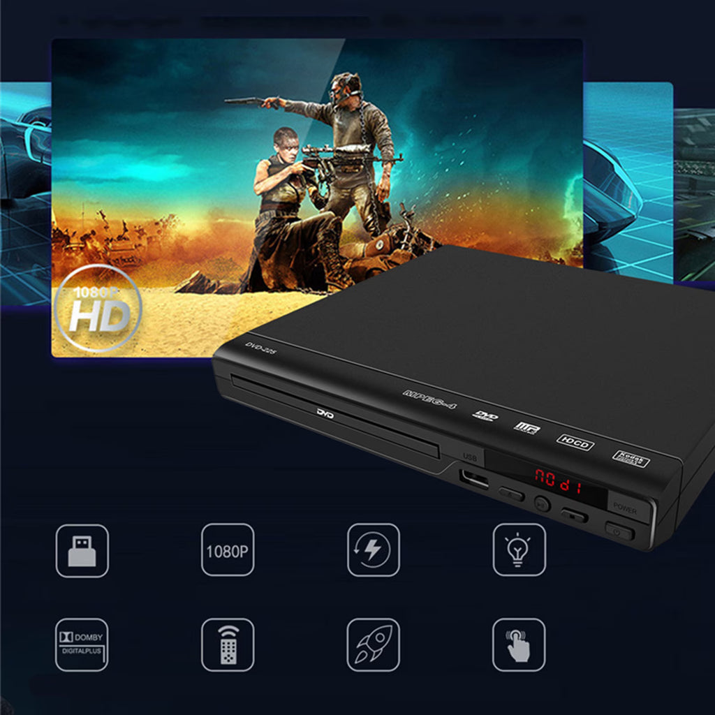 Hinzonek HD DVD Player for TV, CD Players for Home with HD/AV/Coaxial Output &USB Input, TV Support 1080P,AV Cable and Full Function Remote Control Included