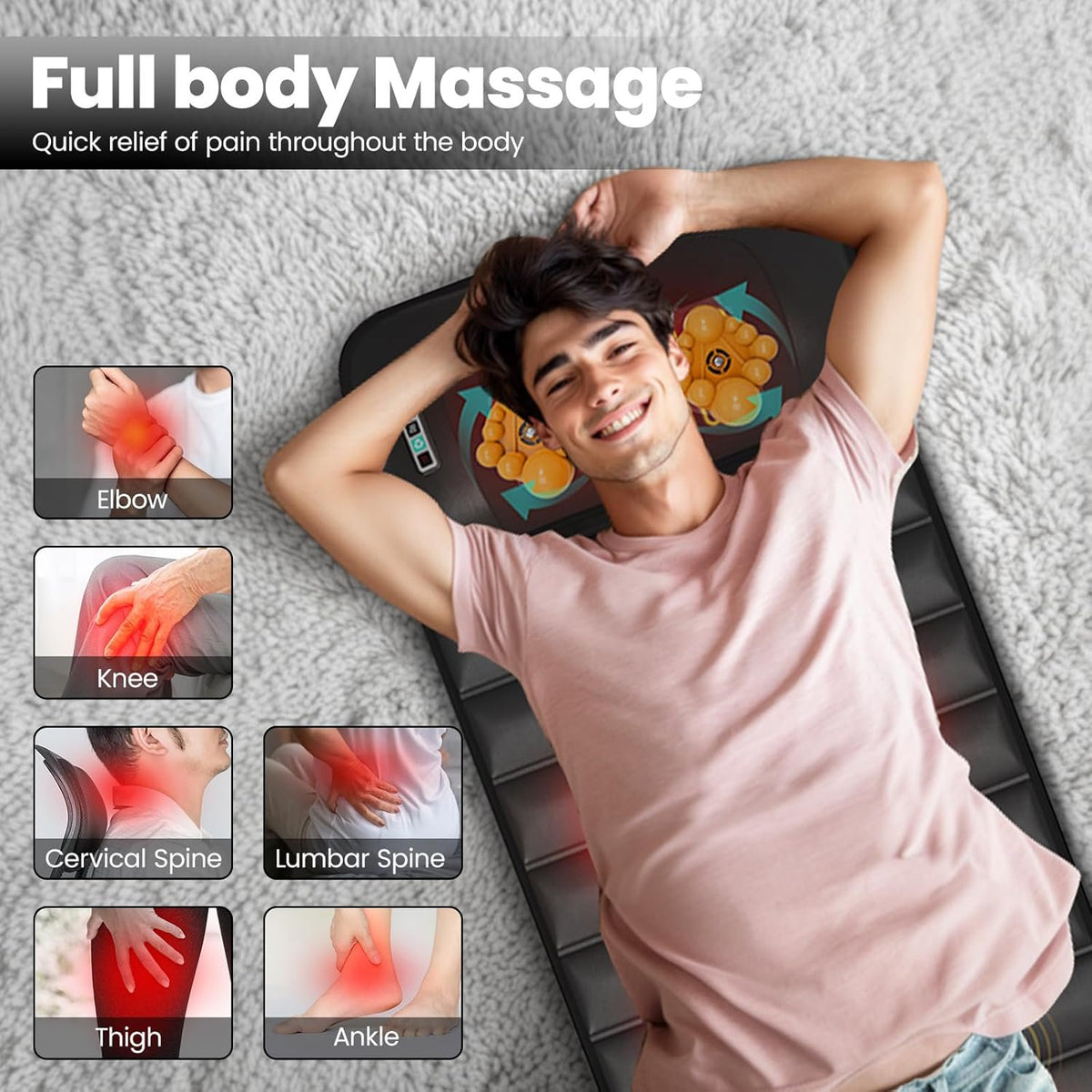 Massage Mat with Heat,Multifunctional Muscle Relaxation Massage Cushion,Full Body Vibration Heating, Massage Pad for Back Lumbarn Leg Pain Relief