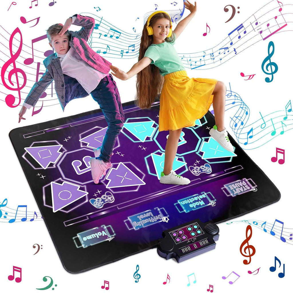 Haokaini Dance Mat, 2-Player Wireless Dancing Challenge Playmat Toy, Electronic Music Dance Pad with Music Light, for Christmas Birthday Gift Boys Girls Kids Adults