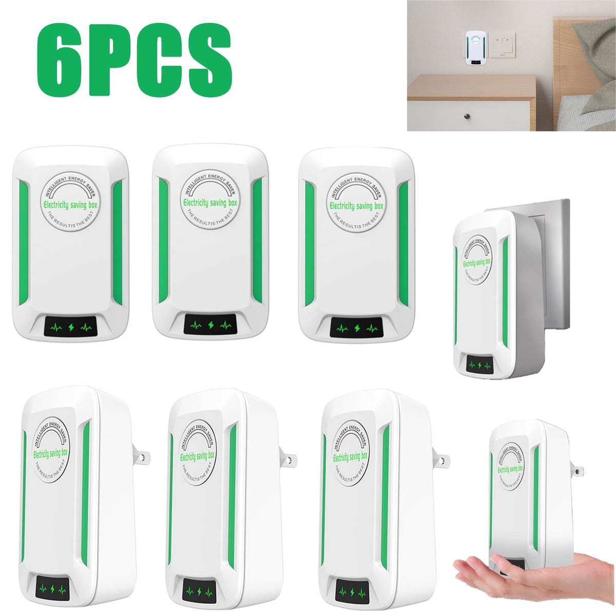 OhhGo 6 Pack Power Saver, Energy Saving Device Electricity Saving Box High Efficiency Household Stable Voltage Device Reduces Energy Costs US Plug