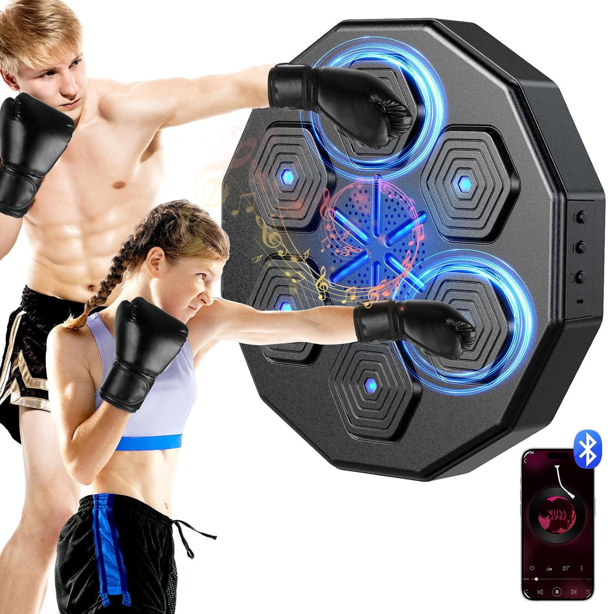 FAMKIT Music Boxing Machine, Smart Bluetooth Music Boxing Training Equipment, Wall-Mounted Boxing Exercise Equipment, Music Boxing Target Workout Punching Machine for Kids and Adults