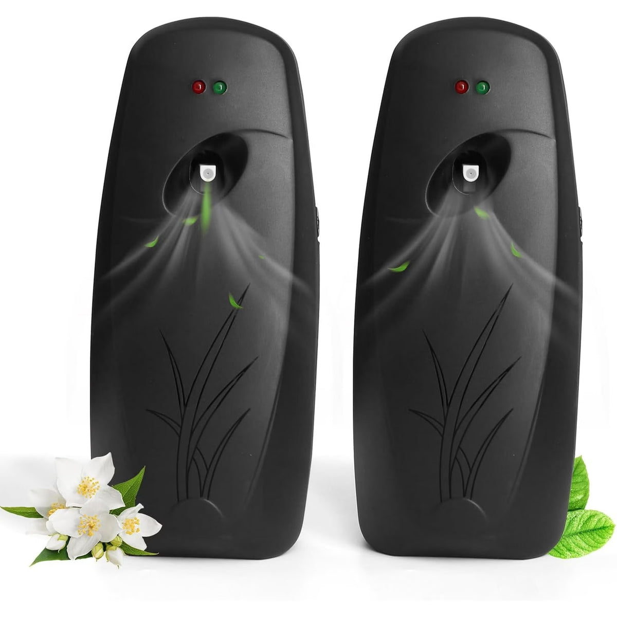 Diceevil 2 Pack Automatic Fragrance Dispenser - Wall Mount/Free Standing Air Freshener Dispenser, Adjustable Aromatherapy Machines Aerosol Spray Dispenser for Home Indoor Bathroom, Hotel, Office, Black